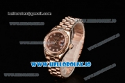 Rolex Datejust Swiss ETA 2671 Automatic Rose Gold Case with Brown Dial Diamonds Markers and Rose Gold Bracelet (BP)