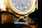 Rolex Yachtmaster Swiss ETA 2836 Automatic Movement Full Gold Case/Strap with Blue Dial and White Round Hour Marker