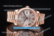 Rolex Day Date II Swiss ETA 2836 Automatic Rose Gold Case/Bracelet with Silver Dial and Roman Numeral Markers (BP)