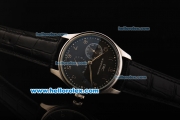 IWC Schaffhausen Portugieser Automatic Movement Steel Case with Black Dial and Black Leather Strap