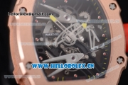 Richard Mille RM027-2 Miyota 9015 Automatic Rose Gold Case with Skeleton Dial Dot Markers and Black Nylon Strap