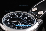 IWC Big Pilot Automatic Movement with Black Dial and White Numeral Marking-Black Leather Strap