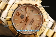 Tag Heuer Aquaracer Swiss ETA Quartz Movement Gold Bezel with Pink MOP Dial and Stick Markers