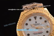 Rolex Yacht-Master Swiss ETA Original 2836 Automatic Gold Case with Black Markers White Dial and Yellow Gold Strap