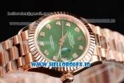 Rolex Datejust Swiss ETA 2671 Automatic Rose Gold Case with Green Dial Diamonds Markers and Rose Gold Bracelet (BP)