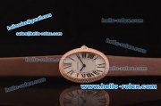 Cartier Baignoire Swiss ETA Quartz Movement Rose Gold Case with Diamond Bezel and Brown Leather Strap