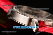 Cartier Ronde Louis Cartier Miyota 1L45 Quartz Steel Case with Red Leather Strap and Diamonds Bezel