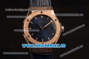 Hublot Classic Fusion Miyota 9015 Automatic Rose Gold Case with Blue Dial and Blue Leather Strap (AAAF)