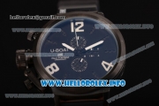 U-Boat Classico 45 Chronograph Miyota OS10 Quartz PVD Case with Black Dial Black Rubber Strap and Arabic Numeral Markers