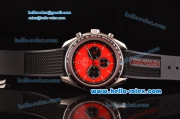 Omega Speedmaster Racing Chrono Miyota OS20 Quartz Steel Case with Black Rubber Strap Red Dial