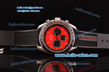 Omega Speedmaster Racing Chrono Miyota OS20 Quartz Steel Case with Black Rubber Strap Red Dial