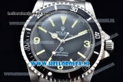 Rolex Submariner Vintage Asia 2813 Automatic Steel Case with Black Dial Yellow Dots Markers and Steel Bracelet