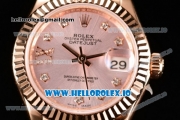 Rolex Datejust Swiss ETA 2671 Automatic Rose Gold Case with Pink Dial Diamonds Markers and Rose Gold Bracelet (BP)