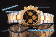 Rolex Daytona Swiss Valjoux 7750-SHG Automatic Two Tone Case/Strap with Black Dial and Diamond Markers