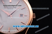 Patek Philippe Calatrava Miyota Quartz Rose Gold Case with White Dial and Brown Leather Strap Stick Markers