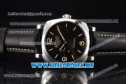 Panerai Radiomir 1940 3 Days GMT Automatic Asia ST25 Automatic Steel Case with Black Dial and Black Leather Strap Stick/Arabic Numeral Markers