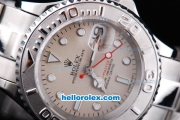 Rolex Yacht-Master Oyster Perpetual Chronometer Automatic with White Bezel,Beige Dial and White Round Bearl Marking-Small Calendar and Lady Size