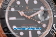 Rolex Yacht Master 40 Swiss ETA 2836 Automatic Rose Gold Case with Black Rubber Strap and Black Dial Dot Markers (BP)