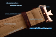 Vacheron Constantin Malte Tourbillon Asia ST22 Automatic Rose Gold Case with Brown Leather Strap White Dial