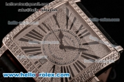 Franck Muller Master Square Swiss ETA 2824 Automatic Steel Case Diamond Bezel with Black Leather Strap and Diamond Dial