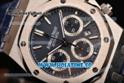 Audemars Piguet Royal Oak Chronograph 41mm Swiss Valjoux 7750 Automatic Steel Case with Blue Leather Strap Stick Markers and Blue Dial (EF)