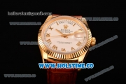 Rolex Day-Date Asia 2813/Swiss ETA 2836/Clone Rolex 3135 Automatic Yellow Gold Case with Roman Numeral Markers and White Dial (BP)