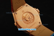 Omega Constellation Swiss ETA Quartz Rose Gold Case with Diamond Bezel and Red Leather Strap