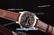 Panerai Luminor Marina PAM 048 Swiss Valjoux 7750-CHG Automatic Steel Case with Black Dial and Brown Leather Strap 1:1 Original