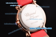 Chopard Happy Sport - Mickey Swiss Quartz Rose Gold Case Diamond Bezel with Red Leather Strap and White MOP Dial