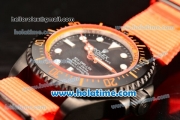 Rolex Sea-Dweller Deepsea Asia 2813 Automatic PVD Case with Orange Nylon Strap and Orange Diver Index