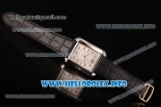 Cartier Tank Anglaise Miyota 9015 Automatic Steel Case with Silver Dial Black Leather Strap and Diamonds Markers