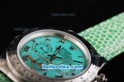 Rolex Daytona Automatic Movement MOP Dial with Roman Markers and Green Leather Strap