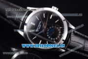 Patek Philippe Complications Miyota 9015 Automatic Steel Case with Black Dial Stick Markers and Black Leather Strap