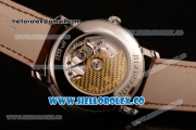 BlancPain Villeret Miyota 9015 Automatic Steel Case with White Dial and Brown Leather Strap - (AAAF)