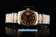 Rolex Datejust Swiss ETA 2836 Automatic Movement Two Tone with White Numeral Markers and Brown Dial