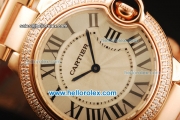 Cartier ballon bleu de Cartier Swiss Quartz Movement Rose Gold Case and Strap with Diamond Bezel and Black Roman Numerals