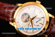 Vacheron Constantin Patrimony Tourbillon Swiss ETA 2824 Automatic Yellow Gold Case with Stick Markers and White Dial