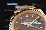 Rolex Datejust Swiss ETA 2836 Automatic Yellow Gold Case with Stick Markers and Black Dial