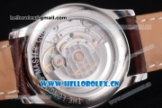 Longines Master Swiss ETA 2824 Automatic Steel Case with White Dial Diamonds Markers and Brown Leather Strap (ZF)