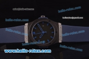 Hublot Classic Fusion Asia 2813 Automatic PVD Case with Black Dial and Blue Rubber Strap