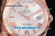 Rolex Day Date II Swiss ETA 2836 Automatic Rose Gold Case/Bracelet with Silver Dial and Roman Numeral Markers (BP)