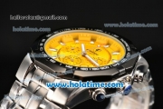 Ferrari Rattrapante Chrono Miyota OS20 Quartz Steel Case with PVD Bezel Yellow Dial and Stick Markers