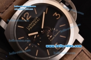 Panerai Power Reserve Asia ST25 Automatic Steel Case with Brown Leather Strap Black Dial Numeral/Stick Markers