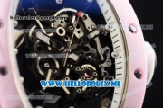 Richard Mille RM 055 Bubba Watson Asia Manual Winding Ceramic/Rose Gold Case with Skeleton Dial and White Rubber Strap White Inner Bezel - 1:1 Original