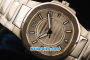 Patek Philippe Nautilus Swiss Quartz Movement Full Steel with Silver Dial and Stick/Arabic Numeral Markers