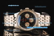 Breitling Montbrillant Swiss Valjoux 7750 Automatic Full Steel with Black Dial and Sliver Numeral Markers