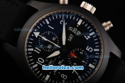 IWC Pilot's Watch TOP GUN Swiss Valjoux 7750 Automatic Movement Full Ceramic Case with Black Dial - White Numeral Markers and Black Nylon Leather Strap
