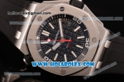 Audemars Piguet Royal Oak Offshore Diver Asia 2813 Automatic Steel Case with Black Dial and White Stick Markers Rubber Strap (EF)