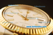 Rolex Datejust II Swiss ETA 2836 Automatic Full Steel with Yellow Gold Bezel and White Dial-Stick Markers