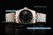 Rolex Datejust Oyster Perpetual Swiss ETA 2836 Automatic Movement Full Steel with Black Dial and White Arabic Numerals